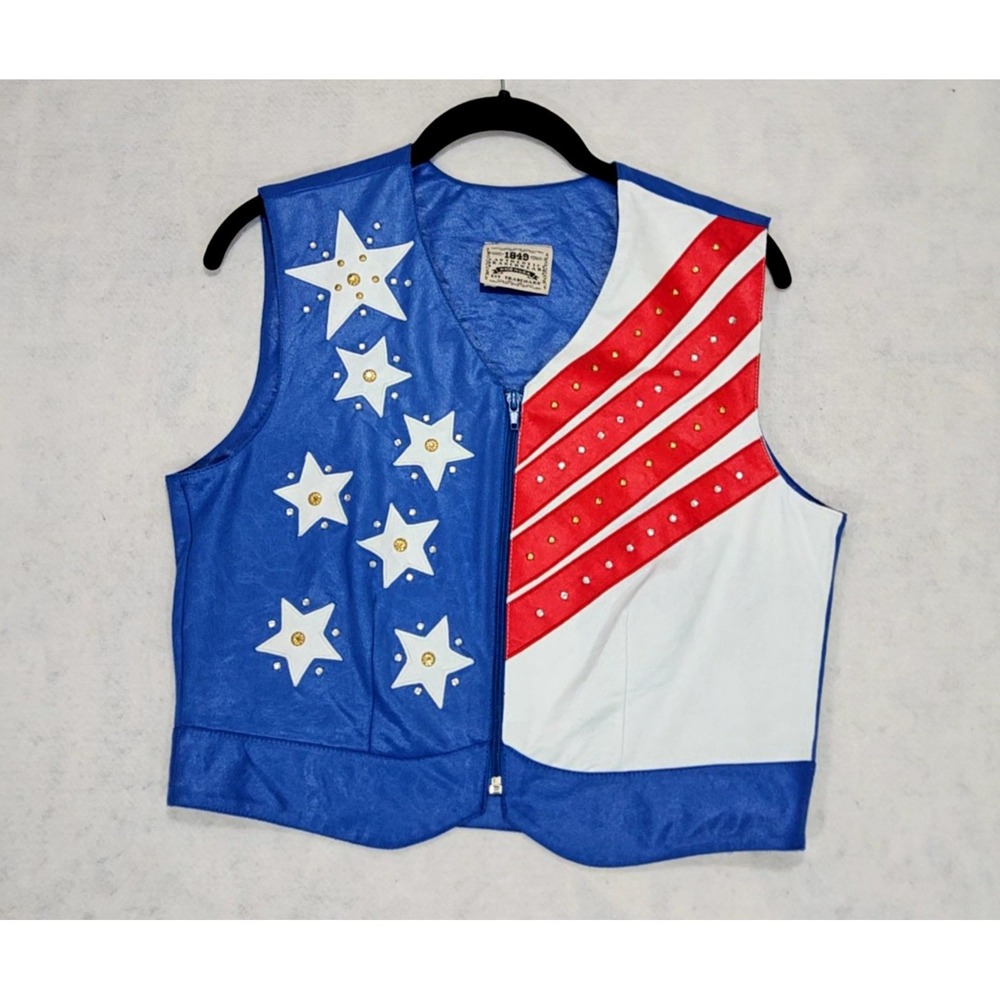 1849 Authentic Ranchwear Vest Women S‎ Patriotic 4th of July Top Rodeo Western